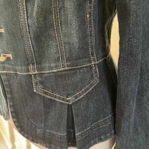 White House Black Market Dark Blue Jean Jacket with Silver Accents - Picture 7 of 10